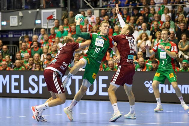 03.09.2026, xgox, Handball - Opel HBL SC Magdeburg - Füchse Berlin emspor, v.l. Gisli Thorgeir Kristjansson (Magdeburg, 10) wirft Tor, Torschuetze, erzielt Tor, Treffer, scores the goal Magdeburg