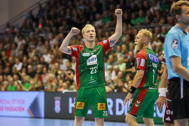 03.09.2026, xgox, Handball - Opel HBL SC Magdeburg - Füchse Berlin emspor, v.l. Magnus Saugstrup (Magdeburg, 23) Jubel, Torjubel, jubelt ueber das Tor, celebrate the goal, celebration Magdeburg