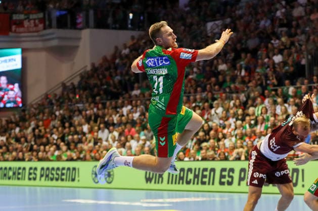 03.09.2026, xgox, Handball - Opel HBL SC Magdeburg - Füchse Berlin emspor, v.l. Albin Lagergren (Magdeburg, 21) wirft Tor, Torschuetze, erzielt Tor, Treffer, scores the goal Magdeburg