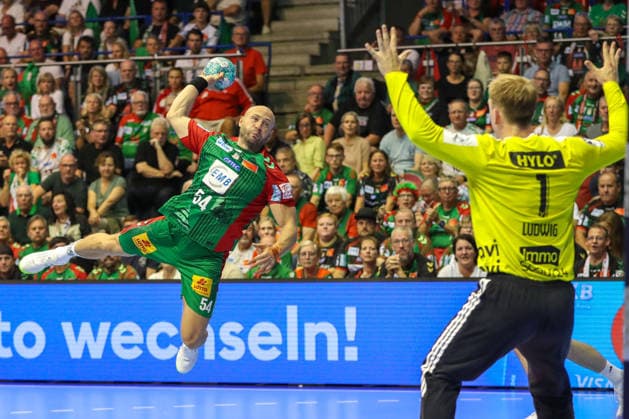 03.09.2026, xgox, Handball - Opel HBL SC Magdeburg - Füchse Berlin emspor, v.l. Oscar Bergendahl (Magdeburg, 54) wirft Tor, Torschuetze, erzielt Tor, Treffer, scores the goal Magdeburg
