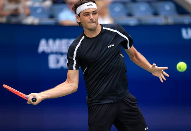 US Open tennis tournament - Day 5 Taylor Fritz of USA in action against Mattia Bellucci of Italy during the Men s Singles second round of the US Open Tennis Championships in Flushing Meadows, New York, USA, 03 September 2026. FLUSHING MEADOWS NEW YORK United States  Copyright: xCRISTOBALxHERRERA-ULASHKEVICHx