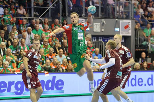 03.09.2026, xtgx, Handball Opel HBL, SC Magdeburg - Füchse Berlin emspor, v.l. Albin Lagergren (Magdeburg, 21) wirft Tor, Torschuetze, erzielt Tor, Treffer, scores the goal Magdeburg