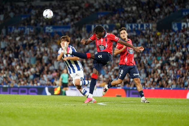 Ilaix Moriba of Celta Vigo seen during LaLiga EA Sports 26 27 game between teams of Real Sociedad and Celta Vigo (Mickael Ducint Ball Raw Images) San Sebastian Estadio Anoeta Spain Copyright: xMickaelxDucintx mickaelducint_RealSociedad_Celta469