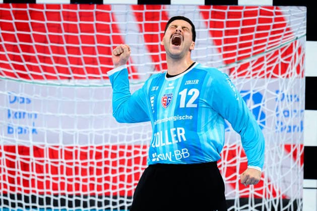 Bietigheim: HBL - 26 27 - SG BBM Bietigheim - THW Kiel Torhueter Martin Tomovski (Bietigheim) Bietigheim-Bissingen Egetrans Arena Baden-Württemberg Deutschland