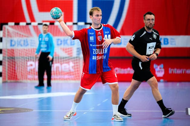 Bietigheim: HBL - 26 27 - SG BBM Bietigheim - THW Kiel Mathias Larson (Bietigheim) Bietigheim-Bissingen Egetrans Arena Baden-Württemberg Deutschland