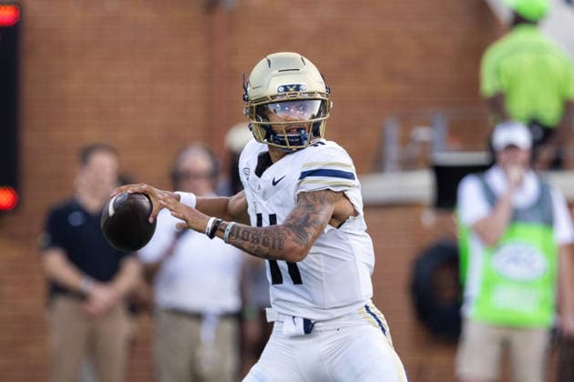 NCAA, College League, USA Football 2026: Akron At Wake Forest Sep 03 September 3, 2026: Akron Zips quarterback Cibastian Broughton (11) drops back against the Wake Forest Demon Deacons during the first half of the NCAA football match up at Allegacy Stadium in Winston-Salem, NC. Mandatory Credit: Scott Kinser-Cal Media (Credit Image: Â Scott Kinser Cal Sport Media) Winston-Salem Nc United States EDITORIAL USE ONLY Copyright: xx ZUMA-20260903_zma_c04_061.jpg ScottxKinserx csmphotothree516523