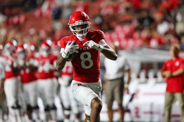 September 3, 2026: Rutgers Scarlet Knights wide receiver KJ Duff (8) runs to the end zone during a NCAA, College League, USA football game between the UMass minutemen and the Rutgers Scarlet Knights at SHI Stadium in Piscataway, NJ. CSM NCAA Football 2026: UMass V Rutgers SEP 3  - ZUMAc04_ 20260903_zma_c04_110 Copyright: xMikexLangishx