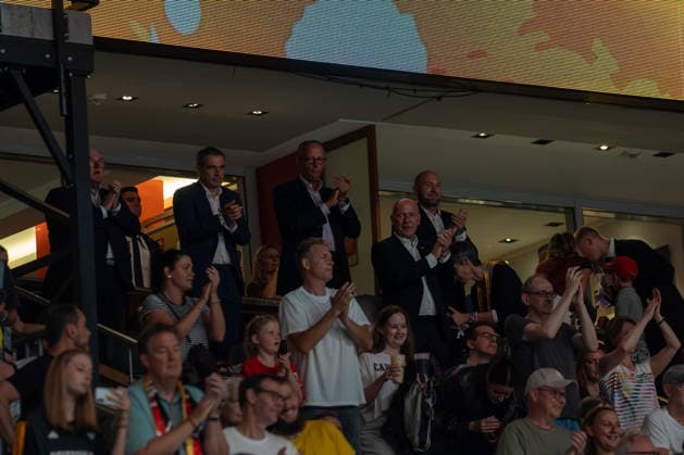 Deutschland: Basketball, FIBA Women™s World Cup, Deutschland vs. Spanien am 04.09.2026 in Berlin (Berlin Arena): Bundeskanzler Friedrich Merz *** German Basketball, FIBA Women’s World Cup, Germany vs. Spain on September 4, 2026, in Berlin at the Berlin Arena; Chancellor Friedrich Merz Copyright: xSvenxHeidmannx
