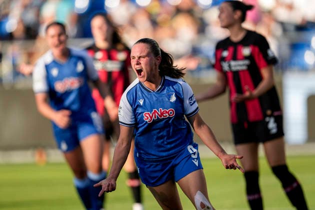 Torschützin Marie Steiner (TSG, 9), Spielerin, Spielerinnen der TSG 1899 Hoffenheim, jubelt über das Tor zum 1:1, Jubel, jubeln, Torjubel, Torerfolg, celebrate the goal, goal, celebration, jubelt ueber das Tor, Freuen, Freude, freut sich, optimistisch, positiv, Spielszene, Highlight, Einzelbild, Einzelfoto, Aktion, Action, 04.09.2026, Sinsheim (Hoffenheim) (Deutschland), Fussball, Google Pixel Frauen-Bundesliga, TSG 1899 Hoffenheim - Bayer 04 Leverkusen, DFB DFL REGULATIONS PROHIBIT ANY USE OF PHOTOGRAPHS AS IMAGE SEQUENCES AND OR QUASI-VIDEO. *** Goal scorer Marie Steiner (TSG), 9, player, players of TSG 1899 Hoffenheim, celebrates the goal that tied the game at 1-1, Celebration, celebrating, goal celebration, goal scored, celebrating the goal, goal, celebration, celebrating the goal, joy, happiness, happy, optimistic, positive, game scene, highlight, still image, single photo, action, 04 09 2026, Sinsheim, Hoffenheim, Germany, soccer, Google Pixel Women’s Bundesliga, TSG 1899 Hoffenheim vs. Bayer 04 Leverkusen, DFB and DFL regulations prohibit any use of photographs as image sequences and or quasi-video xozx