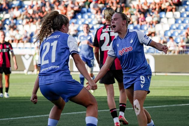 Deutschland: Fussball Saison 2026 2027 , Google Pixel Frauen-Bundesliga , 3. Spieltag , TSG 1899 Hoffenheim Frauen vs. Bayer 04 Leverkusen Frauen - Dietmar-Hopp-Stadion (Hoffenheim) : Marie Steiner (TSG Hoffenheim, 9) und Laia Martret (TSG Hoffenheim, 21) Tor und Torjubel zum 1:1, Tor, Torjubel, Jubel, Freude, Emotionen Hoffenheim Dietmar-Hopp-Stadion Deutschland Germany *** Germany Soccer Season 2026–2027, Google Pixel Women s Bundesliga, Matchday 3, TSG 1899 Hoffenheim Women vs. Bayer 04 Leverkusen Women, Dietmar Hopp Stadium, Hoffenheim; Marie Steiner (TSG Hoffenheim, 9) and Laia Martret (TSG Hoffenheim, 21) score and celebrate the 1–1 goal; goal, goal celebration, celebration, joy, emotions, Hoffenheim, Dietmar Hopp Stadium, Germany Copyright: xBennetxLongx