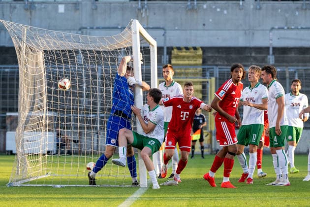 Tor, 1:0, fuer die FC Bayern Amateure. Torschuetzte David Heindl 5 (FC Bayern Muenchen Amatuere), FC Bayern II vs. VfB Eichstaett, Fussball, Regionalliga Bayern, 7. Spieltag, 04.09.2026 DFB regulations prohibit any use of photographs as image sequences and or quasi-video Muenchen Bayern Deutschland