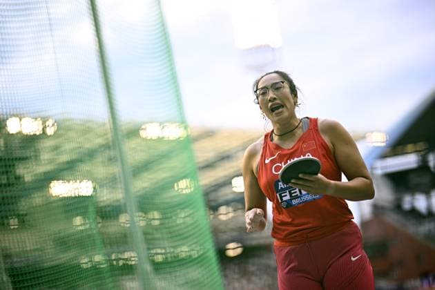China s Feng Bin pictured in action during the discus throw event, at the 50th edition of the Memorial Van Damme Diamond League athletics event in Brussels, Friday 4 September 2026. JASPERxJACOBS  x185249918x