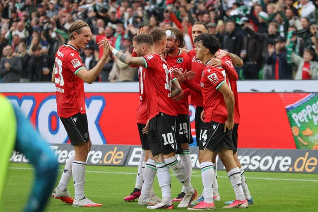 04.09.2026, xtgx, Fussball 2. Bundesliga, Hannover 96 - Karlsruher SC, v.l. Marcel Hartel (Hannover) Jubel, Torjubel, jubelt ueber das Tor, celebrate the goal, celebration (DFL DFB REGULATIONS PROHIBIT ANY USE OF PHOTOGRAPHS as IMAGE SEQUENCES and or QUASI-VIDEO) Hannover *** September 4, 2026, xtgx, Soccer 2. Bundesliga, Hannover 96 vs. Karlsruher SC, from left: Marcel Hartel (Hannover) celebrating, Goal celebration, celebrating the goal, DFL DFB REGULATIONS PROHIBIT ANY USE OF PHOTOGRAPHS as IMAGE SEQUENCES and or QUASI-VIDEO Hannover