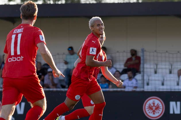 Regionalliga Südwest: Eintracht Frankfurt II - FC-Astoria Walldorf, 04.09.2026 Kenny Freßle Fressle (FC-Astoria Walldorf 40) erzielte das Tor den Treffer zum 0:1, Eintracht Frankfurt II - FC-Astoria Walldorf, Dreieich, Maxworx Sportpark, 4.9.2026 Copyright: xBEAUTIFULxSPORTS Gawlikx