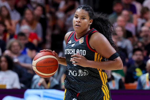 Nyara Sabally (Germany) controls the ball during the FIBA Women s Basketball World Cup Germany 2026 group match between Spain and Germany at Berlin Arena on September 4, 2026 in Berlin, Germany. (Photo by Marco Steinbrenner DeFodi Images) - *** Nyara Sabally of Germany controls the ball during the FIBA Women s Basketball World Cup Germany 2026 group match between Spain and Germany at the Berlin Arena on September 4, 2026, in Berlin, Germany. Photo by Marco Steinbrenner, DeFodi Images