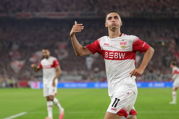 2026.09.04, Deutschland, Stuttgart Fußball VfB Stuttgart vs. 1. FC Köln, Bilai El Khannouss (VfB) jubelt nach dem Tor zum 1:0 Gemäß den Vorgaben der DFL Deutsche Fußball Liga ist es untersagt, in dem Stadion und oder vom Spiel angefertigte Fotoaufnahmen in Form von Sequenzbildern und oder videoähnlichen Fotostrecken zu verwerten bzw. verwerten zu lassen. DFL, DFB regulations prohibit any use of photographs as image sequences and or quasi-video. *** September 4, 2026, Germany, Stuttgart: Soccer – VfB Stuttgart vs. 1. FC Köln, Bilai El Khannouss celebrates for VfB after scoring the 1–0 goal. In accordance with the guidelines of the DFL (German Soccer League), it is prohibited to use or allow the use of photographs taken in the stadium and or during the game in the form of image sequences and or video-like photo series. DFL, DFB regulations prohibit any use of photographs as image sequences and or quasi-video content