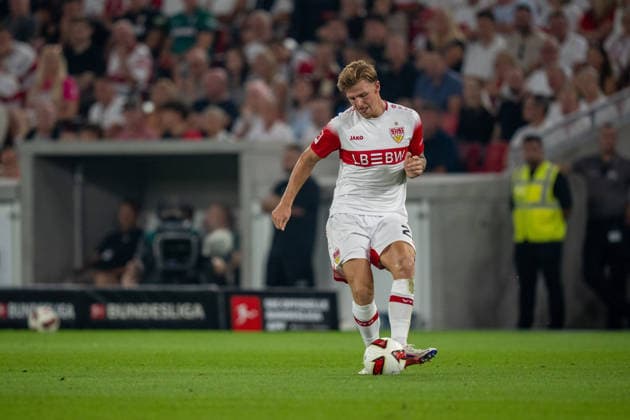 Finn Jeltsch (VfB Stuttgart, 29), VfB Stuttgart vs. 1. FC Koeln, Fussball, 1. Bundesliga, 02. Spieltag, 04.09.2026 DFB regulations prohibit any use of photographs as image sequences and or quasi-video Stuttgart Baden-Wuerttemberg Deutschland *** Finn Jeltsch, VfB Stuttgart, 29, VfB Stuttgart vs. 1. FC Köln, Soccer, Bundesliga 1, Matchday 2, September 4, 2026. DFB regulations prohibit any use of photographs as image sequences and or quasi-video. Stuttgart, Baden-Württemberg, Germany Copyright: xkolbert-press PhilipxZieglerx