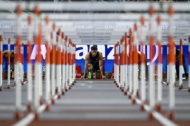 United States s Trey Cunningham pictured before the 110 hurdles men at the 50th edition of the Memorial Van Damme Diamond League athletics event in Brussels, Friday 4 September 2026. ELIASxROM  x185259887x
