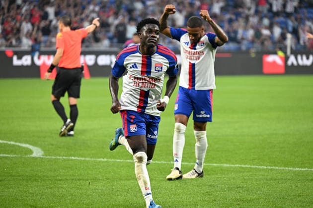 Football : Olympique Lyonnais v Auxerre - French ligue 1- 04 09 2026 Ernest NUAMAH scoring goal of Lyon during the French ligue 1 match between Olympique Lyonnais and Auxerre at Groupama Stadium Decines Charpieu Lyon on September 04, 2026 , France LYONFrance  Copyright: xMouradxAllilix