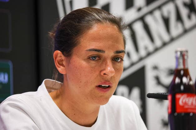 Trainerin Sabrina Wittmann (Cheftrainer FC Ingolstadt 04) in der Pressekonferenz beim Spiel FC Ingolstadt 04 gegen Alemannia Aachen am 04.09.2026, DFB regulations prohibit any use of photographs as image sequences and or quasi-video. GER, Fussball, 3. Liga, Spieltag 4, FC Ingolstadt 04 gegen Alemannia Aachen, 04.09.2026, Audi Sportpark Ingolstadt Copyright: xEibner-Pressefoto OliverxSTRISCHx EP-OSH