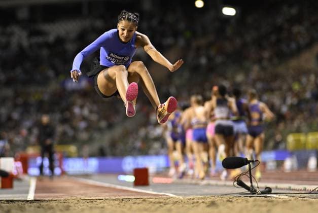 Belgium s Saliyya Guisse pictured in action during the women s triple jump competition, at the 50th edition of the Memorial Van Damme Diamond League athletics event in Brussels, Friday 4 September 2026. JASPERxJACOBS  x185261553x