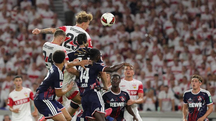 2026.09.04, Deutschland, Stuttgart Fußball VfB Stuttgart vs. 1. FC Köln, Finn Jeltsch (VfB) Gemäß den Vorgaben der DFL Deutsche Fußball Liga ist es untersagt, in dem Stadion und oder vom Spiel angefertigte Fotoaufnahmen in Form von Sequenzbildern und oder videoähnlichen Fotostrecken zu verwerten bzw. verwerten zu lassen. DFL, DFB regulations prohibit any use of photographs as image sequences and or quasi-video. *** September 4, 2026, Germany, Stuttgart Soccer VfB Stuttgart vs. 1. FC Köln, Finn Jeltsch VfB In accordance with the guidelines of the DFL (German Soccer League), it is prohibited to use or allow the use of photographs taken in the stadium and or during the game in the form of image sequences and or video-like photo series. DFL, DFB regulations prohibit any use of photographs as image sequences and or video-like sequences.