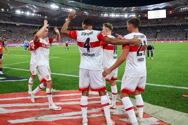 Torjubel VfB Stuttgart beim 2:0 durch Grischa Prömel, Promel (VfB Stuttgart, 21), Freude, Begeisterung, positive Emotionen, Torerfolg , Deutschland, Fussball, 1. Bundesliga, 2.Spieltag, 2026 2027, VfB Stuttgart vs. 1.FC Köln, 04.09.2026, Stuttgart MHP Arena Deutschland *** VfB Stuttgart celebrates Grischa Prömel s 2-0 goal, Prömel VfB Stuttgart, 21, joy, enthusiasm, positive emotions, goal, Germany, soccer, Bundesliga 1, Matchday 2, 2026–2027, VfB Stuttgart vs. 1. FC Köln, September 4, 2026, Stuttgart MHP Arena, Germany Copyright: xGrantxHubbsx