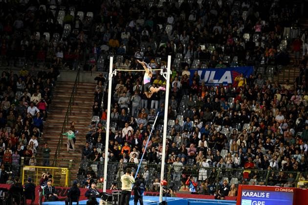 Greece s Emmanouil Karalis clears 6m12 during pole vault men at the 50th edition of the Memorial Van Damme Diamond League athletics event in Brussels, Friday 4 September 2026. ELIASxROM  x185263418x