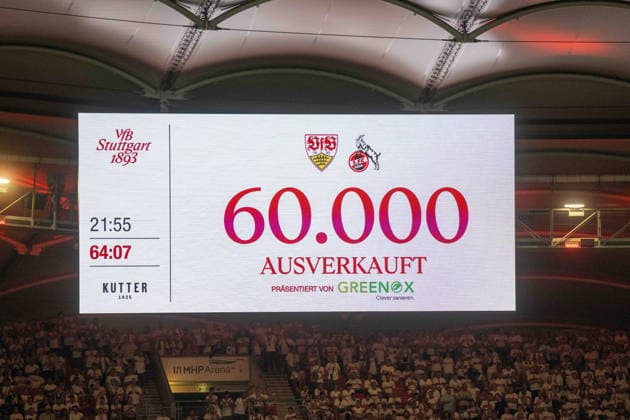 Die MHP Arena ist heute mit 60.000 Zuschauern ausverkauft. xettx, Deutschland, Stuttgart, 04.09.2026, Fussball, Bundesliga: VfB Stuttgart vs 1. FC Koeln, Saison 2026 2027, 2. Spieltag, MHP Arena DFL DFB REGULATIONS PROHIBIT ANY USE OF PHOTOGRAPHS AS IMAGE SEQUENCES AND OR QUASI-VIDEO. *** The MHP Arena is sold out today with 60,000 spectators xettx, Germany, Stuttgart, September 4, 2026, Soccer, Bundesliga: VfB Stuttgart vs. 1. FC Köln, 2026–2027 season, Matchday 2, MHP Arena. DFL and DFB regulations prohibit any use of photographs as image sequences and or quasi-video.