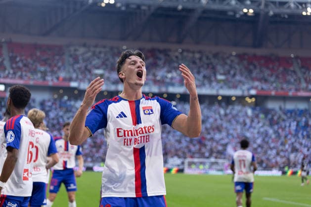 Pavel Sulc celebrating seen during Ligue 1 26 27 game between teams of Olympique Lyon and AJ Auxerre at Groupama Stadium (Benjamin Faes Ball Raw Images) Lyon Groupama Stadium France Copyright: xBenjaminxFaesx BF1_0319