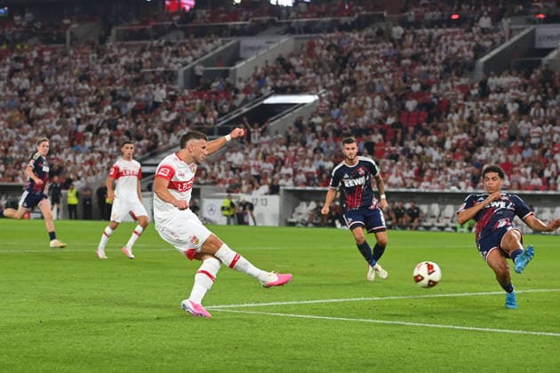 Tor Ermedin DEMIROVIC (VFB Stuttgart) zum 3-0,Aktion,Torschuss. Fussball 1. Bundesliga Saison 2026 2027, 2.Spieltag, Spieltag02, VfB Stuttgart - 1.FC Koeln am 04.09.2026 , MHP ARENA Â *** Goal by Ermedin DEMIROVIC, VFB Stuttgart, 3–0; Action; Shot on goal; Soccer; Bundesliga; 2026–2027 Season, Matchday 2, Matchday 02, VfB Stuttgart vs. FC Cologne on September 4, 2026, MHP ARENA Â