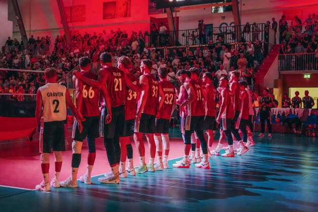 GER, Volleyball, EM-Generalprobe, Testspiel, Deutschland vs. Niederlande, 04.09.26 Hymne Deutschland Foto: HMB Media Etienne Schlick Copyright: HMBxMedia EtiennexSchlick