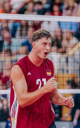 GER, Volleyball, EM-Generalprobe, Testspiel, Deutschland vs. Niederlande, 04.09.26 Punkt für Deutschland Tobias Krick (21, Deutschland) Foto: HMB Media Etienne Schlick Copyright: HMBxMedia EtiennexSchlick