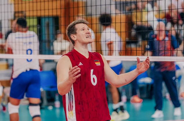 GER, Volleyball, EM-Generalprobe, Testspiel, Deutschland vs. Niederlande, 04.09.26 Johannes Tille (6, Deutschland) Foto: HMB Media Etienne Schlick Copyright: HMBxMedia EtiennexSchlick