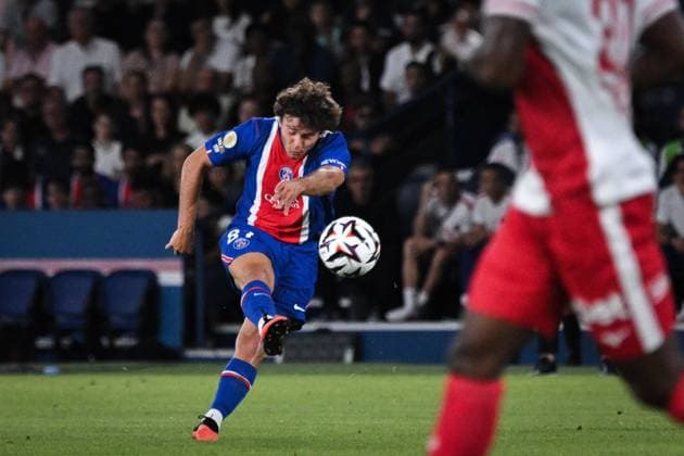 Ligue 1 PSG vs AS Monaco PARIS, FRANCE - SEPTEMBER 4, 2026: Paris Saint-Germain™s midfielder Joao Neves kicks the ball during the French L1 football match between Paris Saint-Germain and AS Monaco at the Parc des Princes stadium in Paris on September 4, 2026. Paris ÃŽle-de-France France Copyright: x xFirasxAbdullahx xJNAxPressx