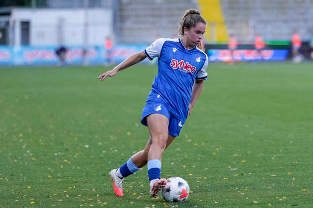 Laia Martret Jimenez (TSG, 21), am Ball, Freisteller, Ganzkörper, Einzelbild, Einzelfoto, Aktion, Action, 04.09.2026, Sinsheim (Hoffenheim) (Deutschland), Fussball, Google Pixel Frauen-Bundesliga, TSG 1899 Hoffenheim - Bayer 04 Leverkusen, DFB DFL REGULATIONS PROHIBIT ANY USE OF PHOTOGRAPHS AS IMAGE SEQUENCES AND OR QUASI-VIDEO. *** Laia Martret Jimenez TSG, 21, with the ball, cutout, full body, single frame, single photo, action, 04 09 2026, Sinsheim, Hoffenheim, Germany, soccer, Google Pixel Women’s Bundesliga, TSG 1899 Hoffenheim vs. Bayer 04 Leverkusen, DFB and DFL regulations prohibit any use of photographs as image sequences and or quasi-video xozx