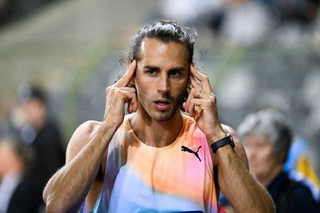 Italian Gianmarco Tamberi prepares his jump at the high jump competition for men at the 50th edition of the Memorial Van Damme Diamond League athletics event in Brussels, Friday 4 September 2026. ELIASxROM  x185285266x