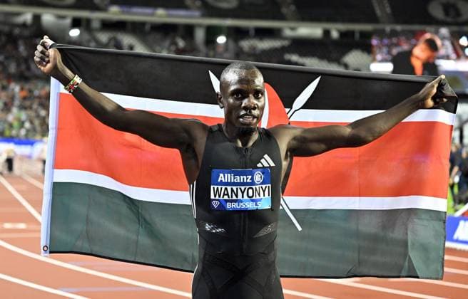 50th Memorial Van Damme Diamond League BRUSSELS, BELGIUM - SEPTEMBER 04: Kenyan athlete Emmanuel Wanyonyi celebrates after winning the men s 800-meter during the 50th Memorial Van Damme athletics event at the King Baudouin Stadium in Brussels, Belgium, on September 04, 2026. Dursun Aydemir Anadolu Brussels Belgium. Editorial use only. Please get in touch for any other usage.  Copyright: x2026xAnadoluxDursunxAydemirx
