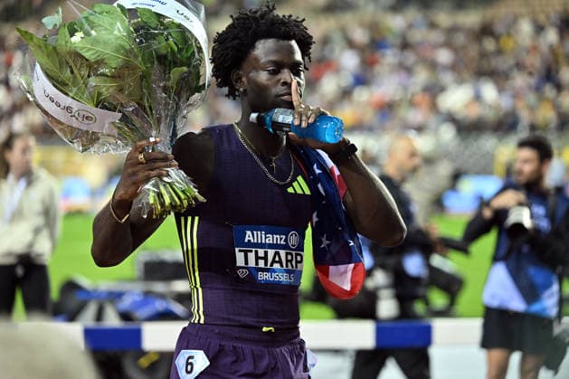 50th Memorial Van Damme Diamond League BRUSSELS, BELGIUM - SEPTEMBER 04: American hurdler Ja Kobe Tharp celebrates after winning the men s 110-meter hurdles during the 50th Memorial Van Damme athletics event at the King Baudouin Stadium in Brussels, Belgium, on September 04, 2026. Dursun Aydemir Anadolu Brussels Belgium. Editorial use only. Please get in touch for any other usage.  Copyright: x2026xAnadoluxDursunxAydemirx