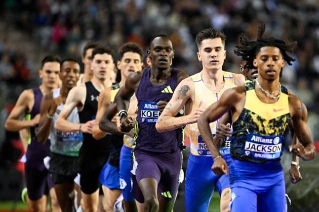 Norwegian Jakob Ingebrigtsen (2R) pictured in action during the 1500m men at the 50th edition of the Memorial Van Damme Diamond League athletics event in Brussels, Friday 4 September 2026. ELIASxROM  x185285195x
