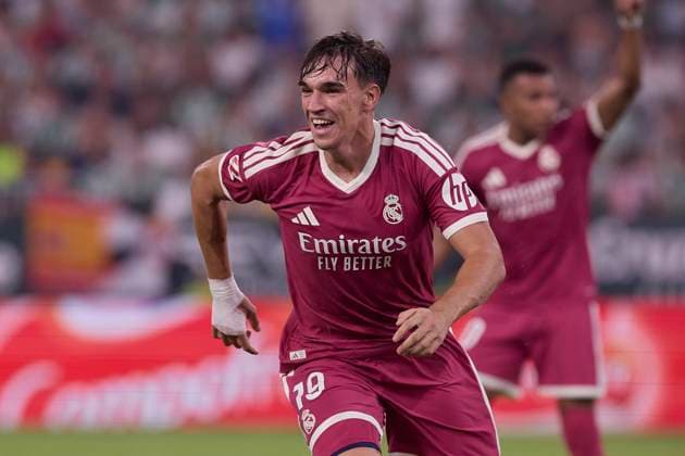 September 4, 2026, Seville, Spain: Carlos Espi (Real Madrid CF) celebrates a goal which was later disallowed for offside during the LaLiga EA SPORTS 2026 2027 match between Real Betis Balompie and Real Madrid CF.Final score: Real Betis Balompie 1-0 Real Madrid CF LaLiga EA SPORTS 2026 2027 - Real Betis Balompie And Real Madrid CF In Seville, Spain - 04 Sep 2026  - ZUMAs197 20260904_aaa_s197_479 Copyright: xFedericoxTitonex