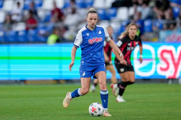 Vanessa Diehm (TSG, 6), am Ball, Freisteller, Ganzkörper, Einzelbild, Einzelfoto, Aktion, Action, 04.09.2026, Sinsheim (Hoffenheim) (Deutschland), Fussball, Google Pixel Frauen-Bundesliga, TSG 1899 Hoffenheim - Bayer 04 Leverkusen, DFB DFL REGULATIONS PROHIBIT ANY USE OF PHOTOGRAPHS AS IMAGE SEQUENCES AND OR QUASI-VIDEO. *** Vanessa Diehm TSG, 6, with the ball, cutout, full body, single frame, single photo, action, 04 09 2026, Sinsheim, Hoffenheim, Germany, soccer, Google Pixel Women’s Bundesliga, TSG 1899 Hoffenheim vs. Bayer 04 Leverkusen, DFB and DFL regulations prohibit any use of photographs as image sequences and or quasi-video xozx