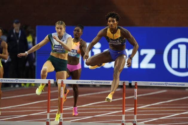 Brussel, Leichtathletik, athletics, Wanda Diamond League Final Brussels 2026 Allianz Memorial van Damme 04-05.09.2026, Boudewijnstadion, Brussel, 400m Hürden Frauen 400m Hurdles, Women, Emma Zapletalova, Slowenien, SLO, Anna Cockrell USA *** Brussels, Track and Field, Athletics, Wanda Diamond League Final Brussels 2026, Allianz Memorial van Damme, May 4, 5, and 9, 2026, Boudewijn Stadium, Brussels, Women’s 400m Hurdles, Emma Zapletalova, Slovenia, SLO, Anna Cockrell, USA