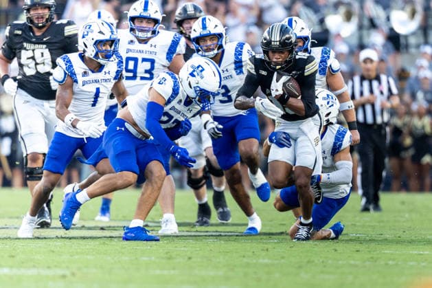 NCAA, College League, USA Football 2026: Indiana State Vs Purdue SEP 04 Sep 04, 2026; West Lafayette, Indiana, USA; Purdue wide receiver Asaad Waseem (19) runs with the ball after the catch during NCAA football game action between the Indiana State Sycamores and the Purdue Boilermakers at Ross-Ade Stadium in West Lafayette, Indiana. Mandatory Credit: John Mersits-Cal Media (Credit Image: Â John Mersits Cal Sport Media) West Lafayette Indiana United States of America EDITORIAL USE ONLY Copyright: xx ZUMA-20260904_zma_c04_019.jpg JohnxMersitsx csmphotothree517045