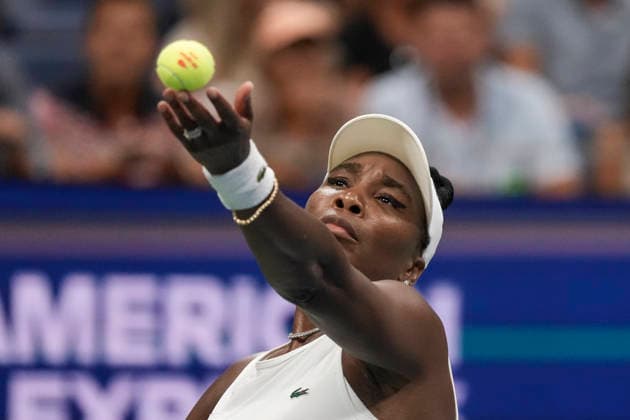 Venus Williams of the United States serves against Maya Joint of Australia and Chan Hao-ching of China in a first-round women s doubles match at the 2026 US Open at Arthur Ashe Stadium in New York, USA, 04 September 2026. US Open 2026: Serena and Venus Williams - Maya Joint and Chan Hao-ching !ACHTUNG: NUR REDAKTIONELLE NUTZUNG!  Copyright: xÁngelxColmenaresx AME4717 20260905-55021310598_1