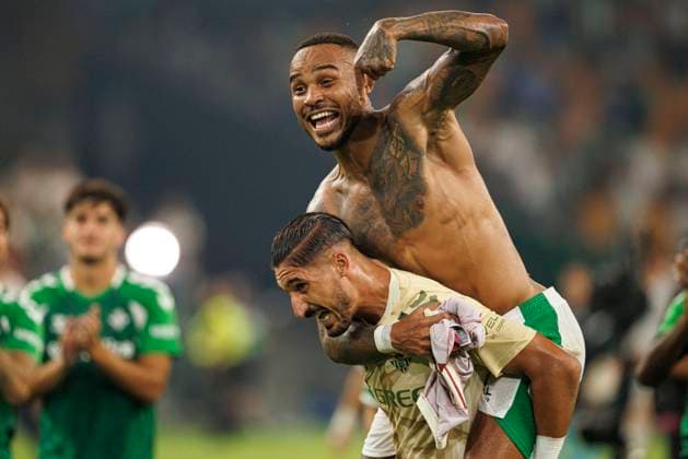LaLiga EA SPORTS 2026 2027 - Real Betis Balompie and Real Madrid: Betis, Spain - 04 Sep 2026 Natan and Alvaro Valles (Real Betis Balompie) seen in action celebrating during LaLiga EA SPORTS 2026 2027 game between teams of Real Betis Balompie and Real Madrid Final Score: Real Betis Balompie 1-0 Real Madrid Seville Spain Copyright: xMaciejxRogowskix xSOPAxImagesx Maciej-Rogowski-1446769