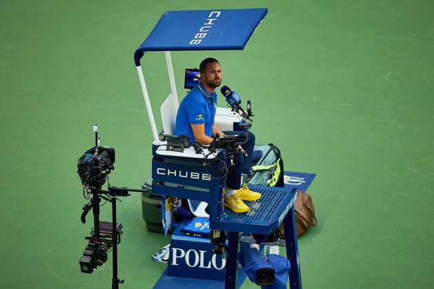 September 4, 2026, New York, New York, United States of America: Thomas Sweeney of Australia - Chair Umpire at work during the 2026 US Open - Tennis Championships Tennis 2026: US Open - Tennis Championships: 3rd RD: ALCARAZ 6:3 6:4 6:1 WU  - ZUMAs343 20260904_zsp_s343_094 Copyright: xMathiasxSchulzx