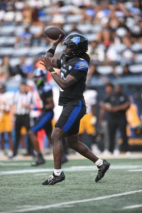 ATLANTA, GA - September 04: Georgia State Panthers QB Cameran Brown throws a pass during game between the North Carolina A&T Aggies and the Georgia State Panthers on September 4, 2026 at Center Parc Credit Union Stadium in Atlanta, GA. (Photo by John Rivera Icon Sportswire) COLLEGE FOOTBALL: SEP 04 NC A&T at Georgia State EDITORIAL USE ONLY Icon426260904004