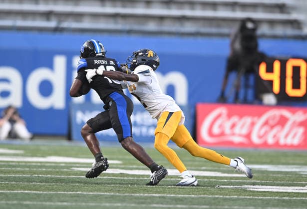 ATLANTA, GA - September 04: North Carolina A&T Aggies CB Steven Davis chases down Georgia State Panthers WR Derrick Avery Jr. (13) during game between the North Carolina A&T Aggies and the Georgia State Panthers on September 4, 2026 at Center Parc Credit Union Stadium in Atlanta, GA. (Photo by John Rivera Icon Sportswire) COLLEGE FOOTBALL: SEP 04 NC A&T at Georgia State EDITORIAL USE ONLY Icon426260904006