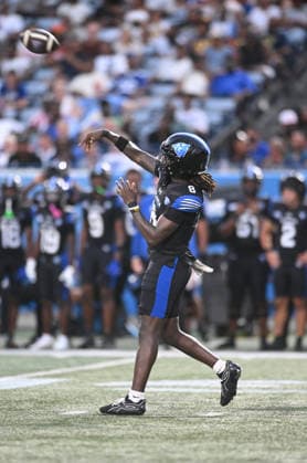 ATLANTA, GA - September 04: Georgia State Panthers QB Cameran Brown throws a pass during game between the North Carolina A&T Aggies and the Georgia State Panthers on September 4, 2026 at Center Parc Credit Union Stadium in Atlanta, GA. (Photo by John Rivera Icon Sportswire) COLLEGE FOOTBALL: SEP 04 NC A&T at Georgia State EDITORIAL USE ONLY Icon426260904009